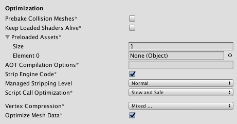 iOS 平台的 Optimization 设置